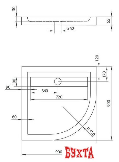 Душевой поддон Deante Minimal 90x90 KTM 051B