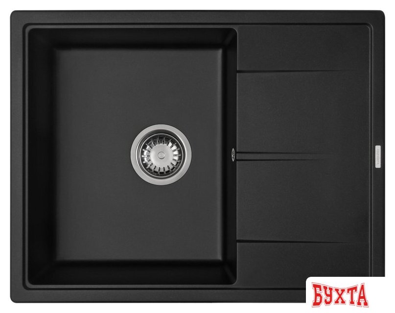 Кухонная мойка Aquasanita Rock SQR 102 + cмеситель Akvaduo 2663 L (черный металлик 601)