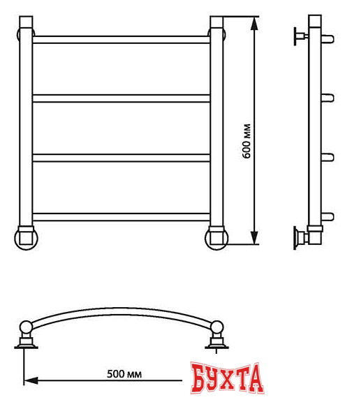 Полотенцесушитель Luxon R 60x50 (нижнее подключение)