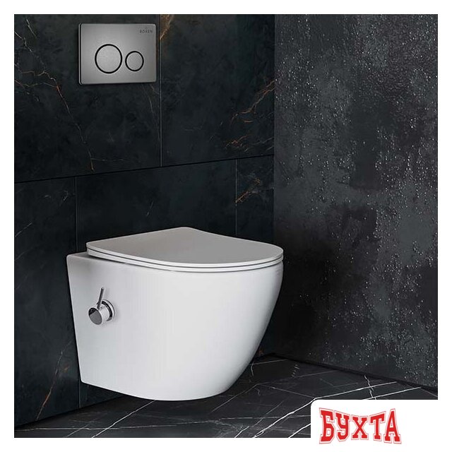 Унитаз подвесной Roxen Antares Bidet в комплекте с инсталляцией StounFix Slim 6 в 1 962282 (кнопка: оружейная сталь)