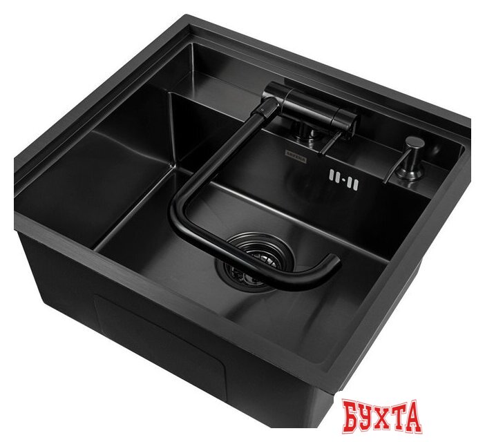 Кухонная мойка ARFEKA AF 520*490 + AF FSS304 + ZP DS BLACK PVD NANO + коландер