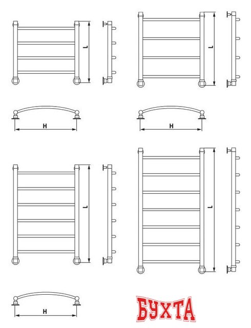 Полотенцесушитель Luxon FR 80x50 (нижнее подключение)