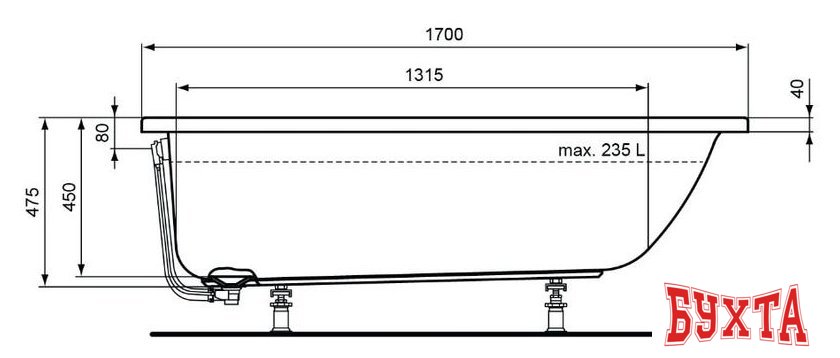 Ванна Ideal Standard Connect Air 170x75 E106401 170