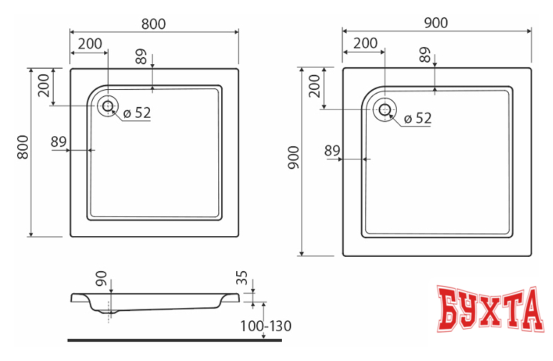 Душевой поддон Kolo Standard Plus 90x90 [XBK1590]