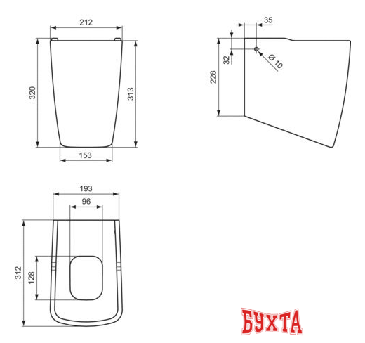Полупьедестал для умывальника Ideal Standard Ventuno T409801
