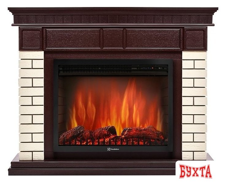 Портал Firelight Bricks 25U (угловой, камень бежевый/шпон темный дуб)