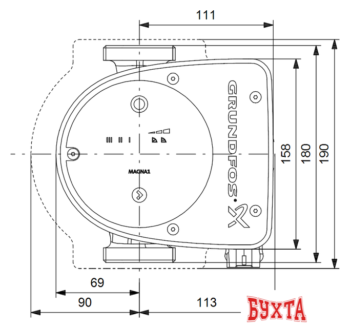 Циркуляционный насос Grundfos Magna1 25-100
