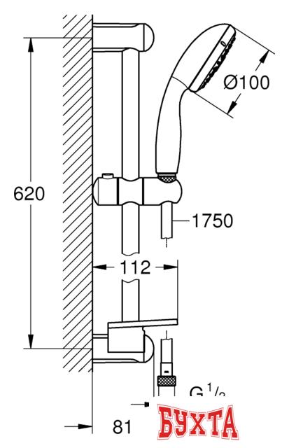 Душевой гарнитур  Grohe Tempesta 100 27600001