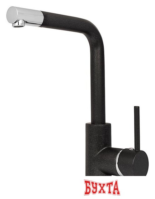 Кухонная мойка Aquasanita Rock SQR 102 + cмеситель Forte 5553 (черный металлик 601)