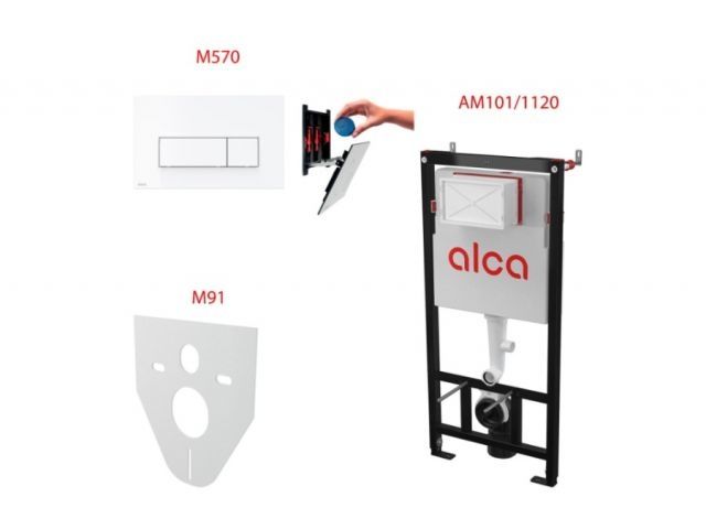Инсталляционный сет 4 в 1 с кнопкой M570, Alca, арт.AM101/1120-4:1RUM570-0001 (Чехия)