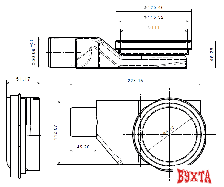 Трап/канал Pestan Confluo Standard Angle 2 Gold