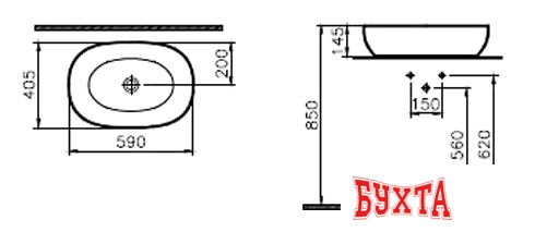 Умывальник Vitra Outline 5995B450-0016