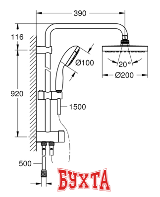 Душевая система  Grohe New Tempesta System 200 26452001