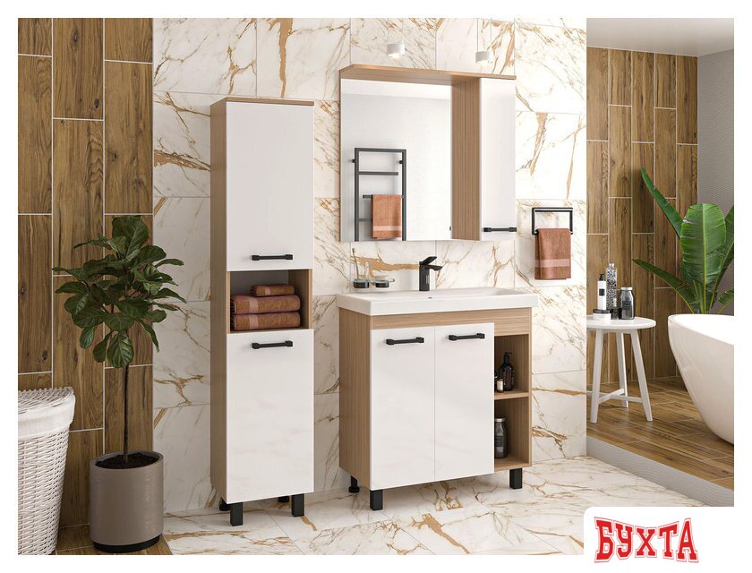 Мебель для ванных комнат Misty Крафт - 50 Зеркало с 1 шкаф. правый - П-Кра-02050-011П