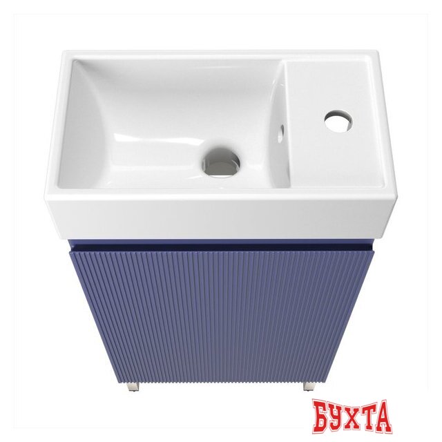 Мебель для ванных комнат Wellsee Тумба под умывальник 3 в 1 WC Area 221804003 (тумба/матовый синий, раковина/глянцевый белый, ножки/нержавеющая сталь)