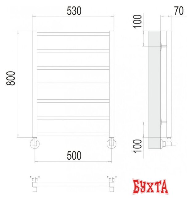 Полотенцесушитель TERMINUS Контур П7 500x800 (RAL 9003 белый)