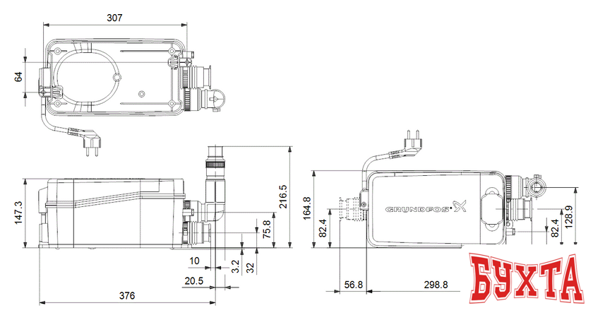 Канализационная установка Grundfos Sololift2 D-2