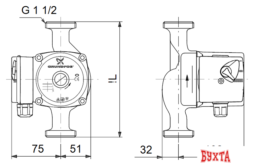 Циркуляционный насос Grundfos UPS 25-40 N 180