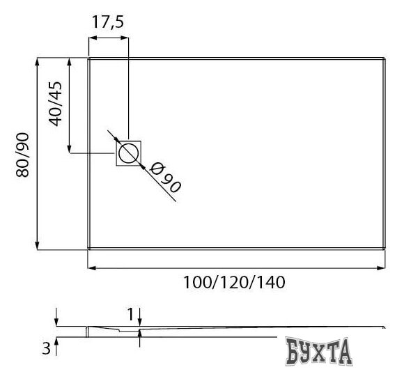 Душевой поддон NEW TRENDY Mori 120x90 B-0406