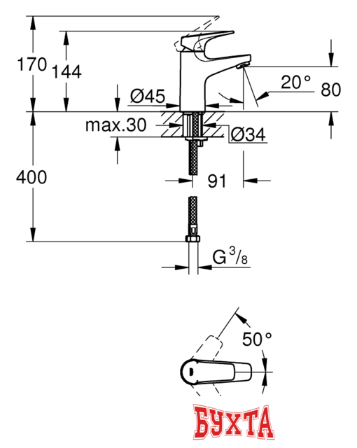 Смеситель Grohe BauFlow 23752000