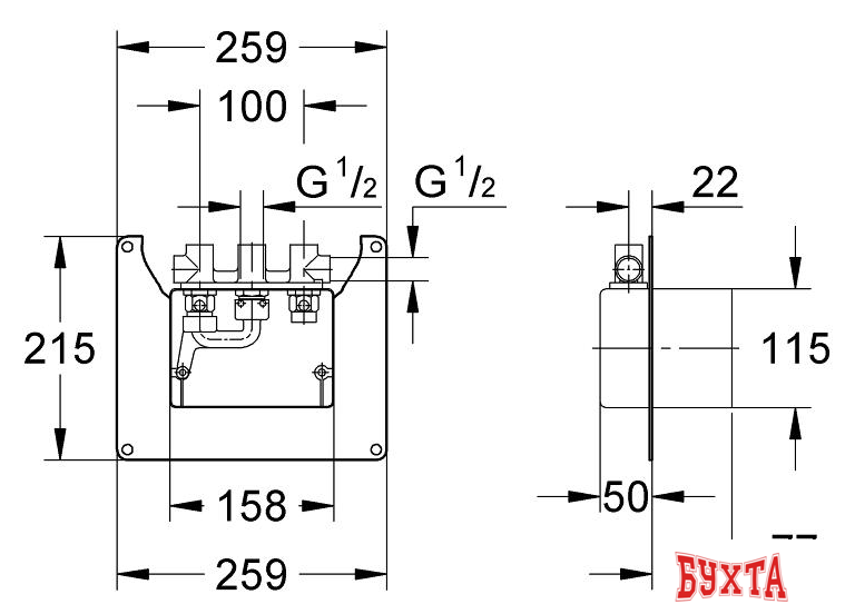 Монтажная коробка Grohe Contromix Surf 36122000