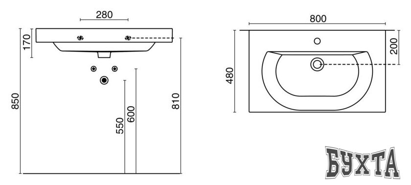 Умывальник Kerama Marazzi BUONGIORNO BG.wb.80