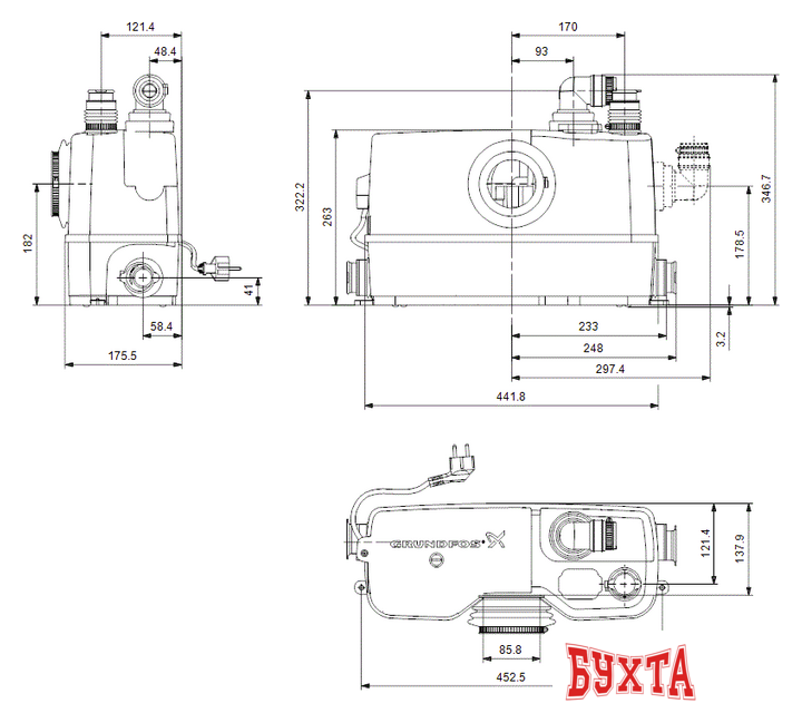 Канализационная установка Grundfos Sololift2 WC-3
