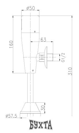 Смывной кран для писсуара Lemark Project LM4654CE