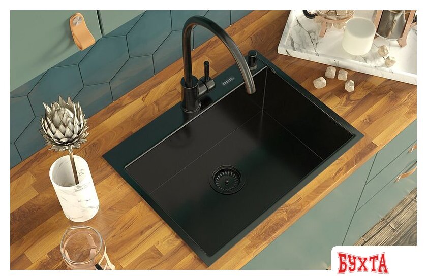 Кухонная мойка ARFEKA Eco AR 600*450 Black PVD Nano