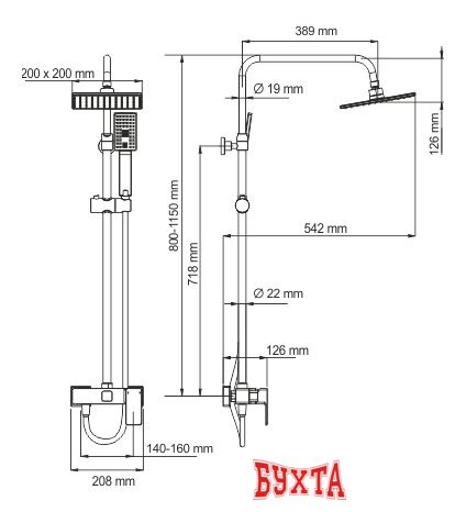 Душевая система  Wasserkraft A17702