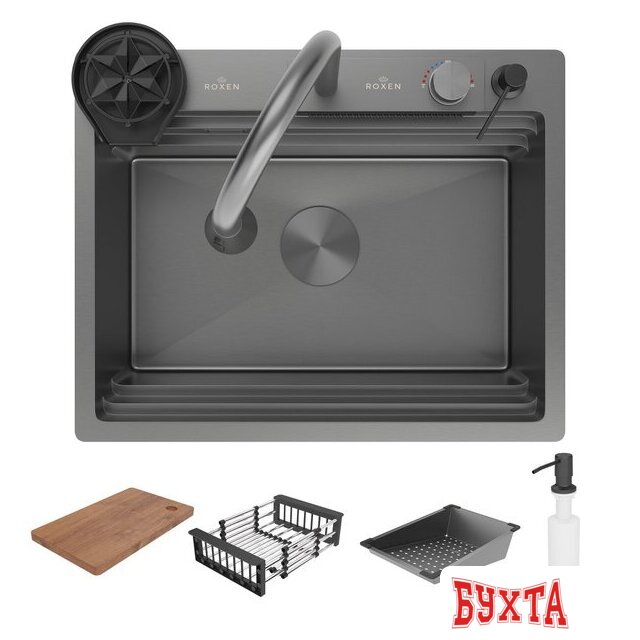 Кухонная мойка Roxen Stage Plus 560250-60B многофункциональная 8 в 1 (60*48/графит)