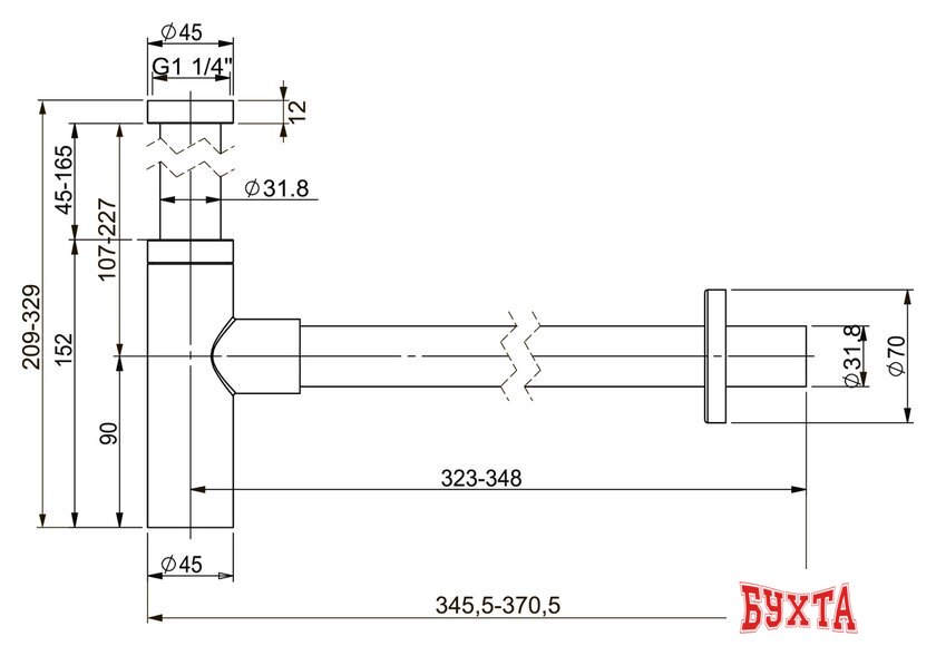 Сифон Wellsee Drainage System 182123000 (матовый белый)