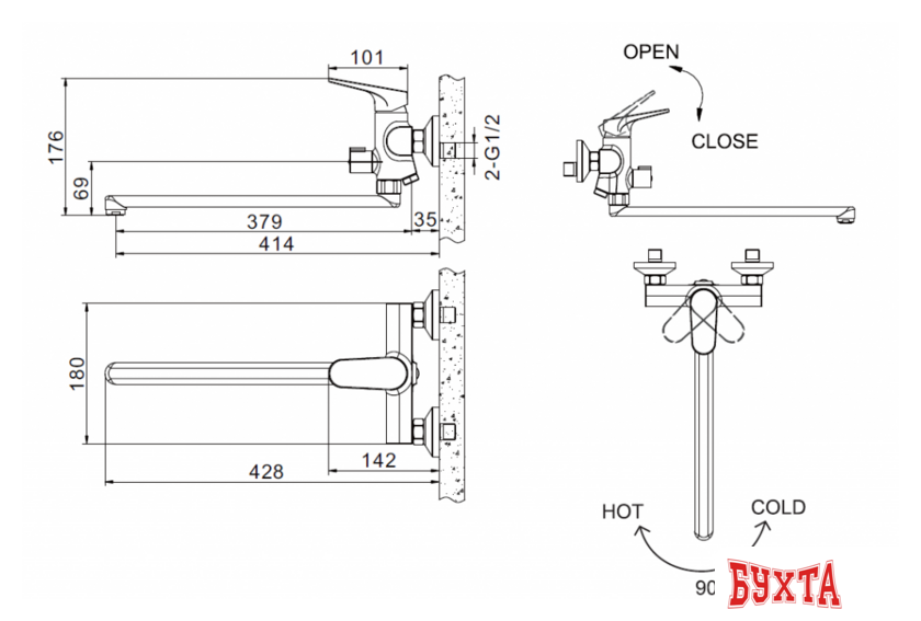 Смеситель Bravat Eler F6191238CP-01L-RUS