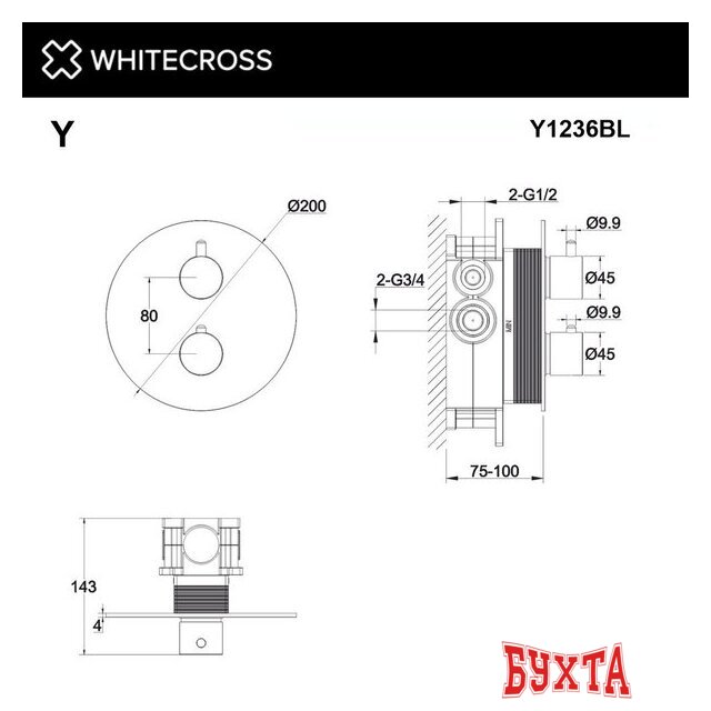 Смеситель Whitecross Y Y1236BL (черный матовый)