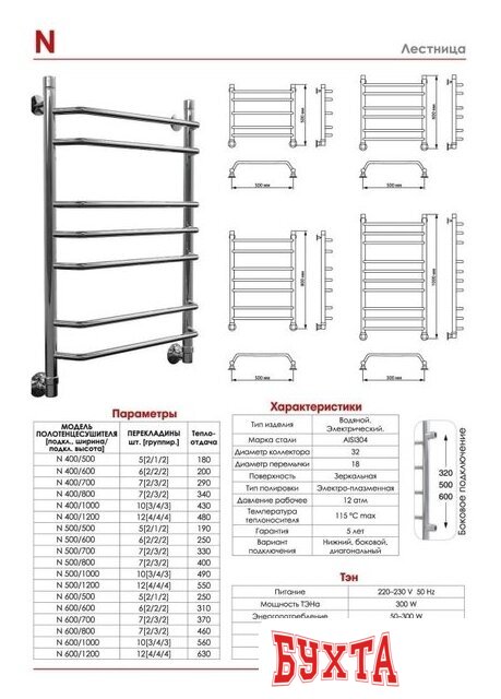 Полотенцесушитель Luxon FN T500 80x50