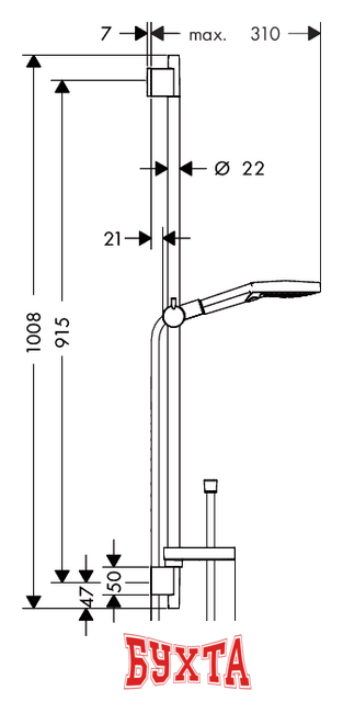 Душевой гарнитур  Hansgrohe Raindance Select S 120/Unica (26631400)