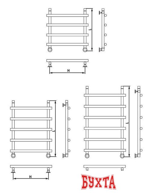 Полотенцесушитель Luxon Wave 100x50 (нижнее подключение)