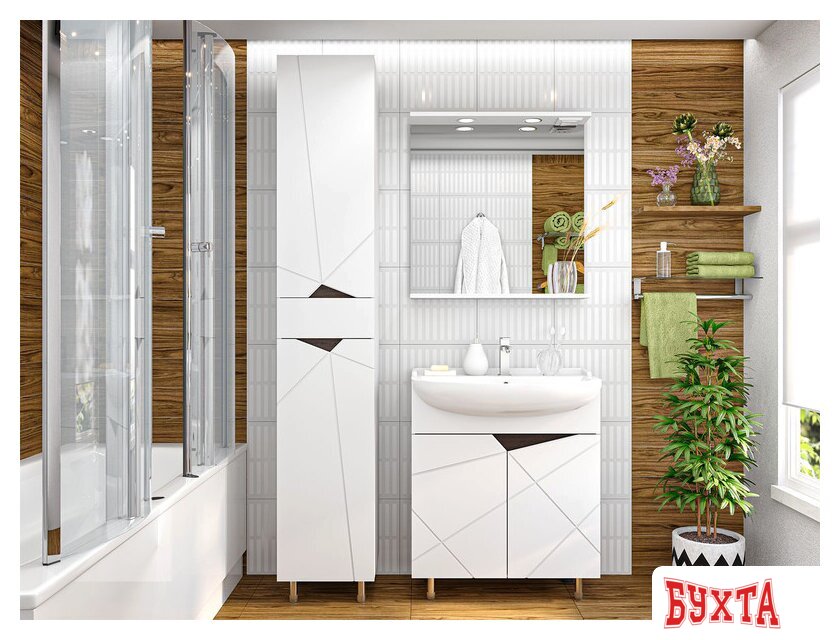 Мебель для ванных комнат Misty Грани - 60 Тумба напольная прямая, белая эмаль - Э-Гра07060-021Пр