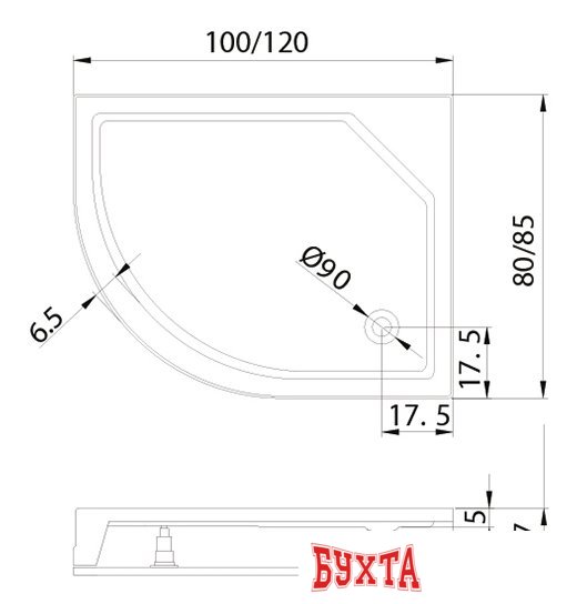 Душевой поддон NEW TRENDY New Maxima 100x80 B-0339/P