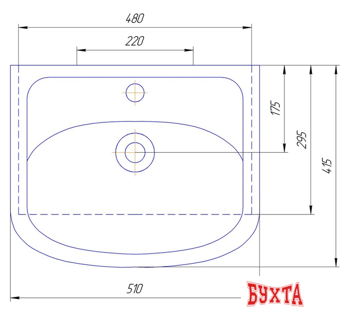 Умывальник Акваль Уют 500 51x41.5