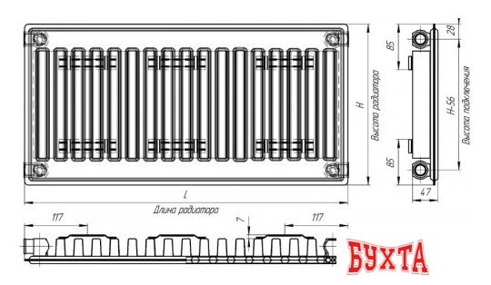 Стальной панельный радиатор Лидея ЛК 11-304 300x400