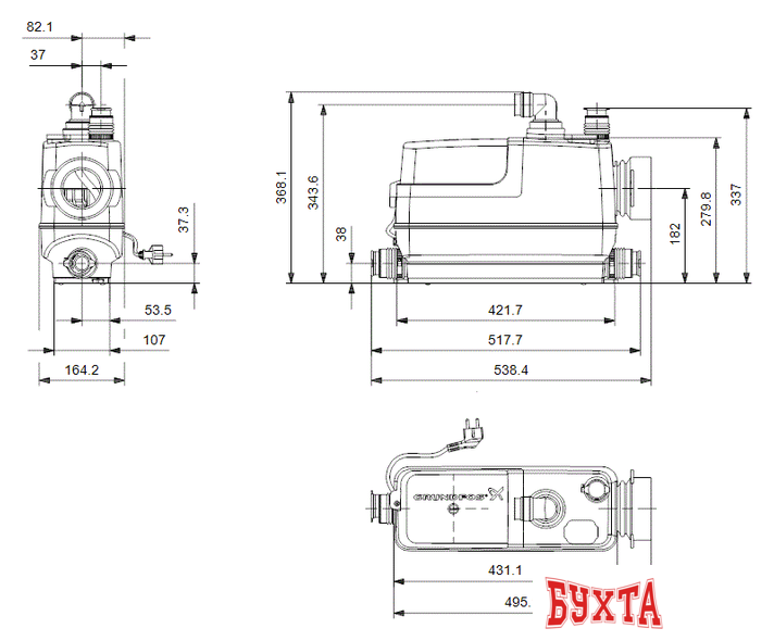 Канализационная установка Grundfos Sololift2 CWC-3