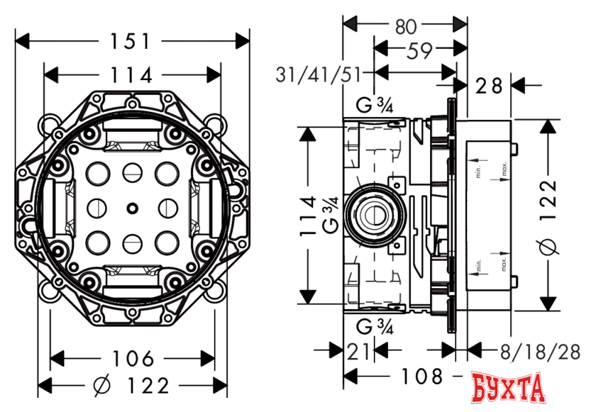 Монтажная коробка Hansgrohe iBox universal 01800180