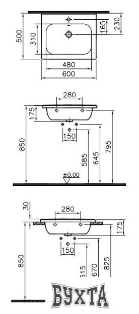 Умывальник Vitra D-Light 60x50 [5918B003-6106]