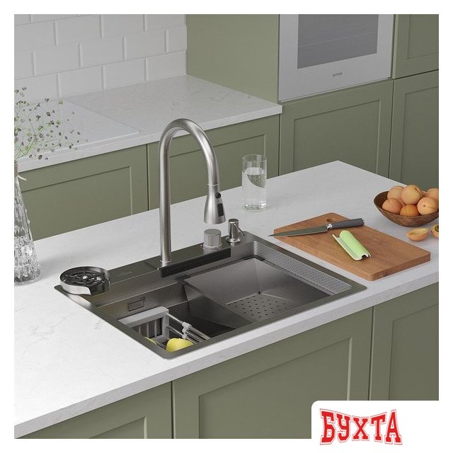 Кухонная мойка Roxen Stage Plus 560250-60-S многофункциональная 8 в 1 (60*48/текстурный сатин)