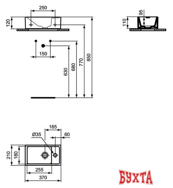 Умывальник Ideal Standard Tempo E211201