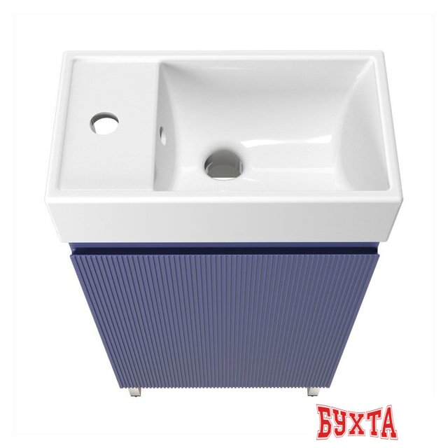 Мебель для ванных комнат Wellsee Тумба под умывальник 3 в 1 WC Area 221804004 (тумба/матовый синий, раковина/глянцевый белый, ножки/нержавеющая сталь)