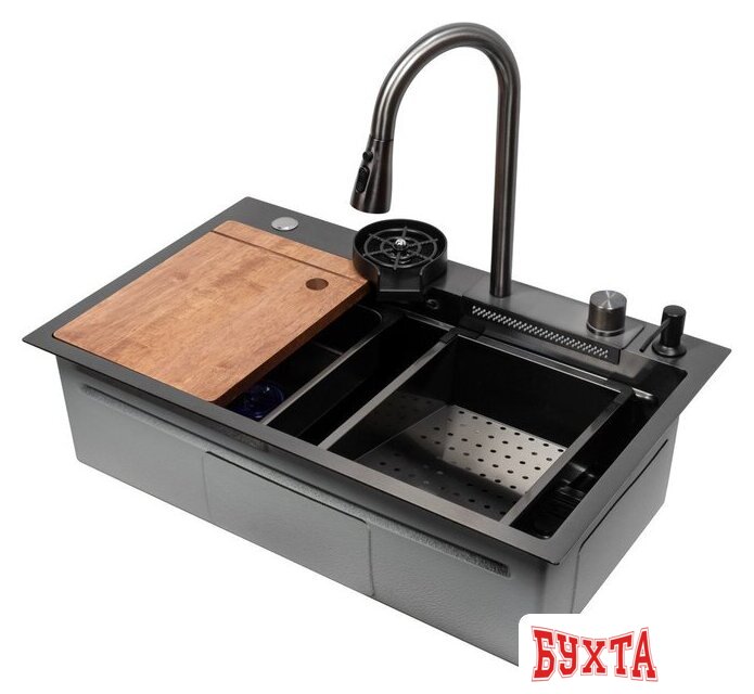 Кухонная мойка ARFEKA ECO AR 750*450 Black PVD Nano