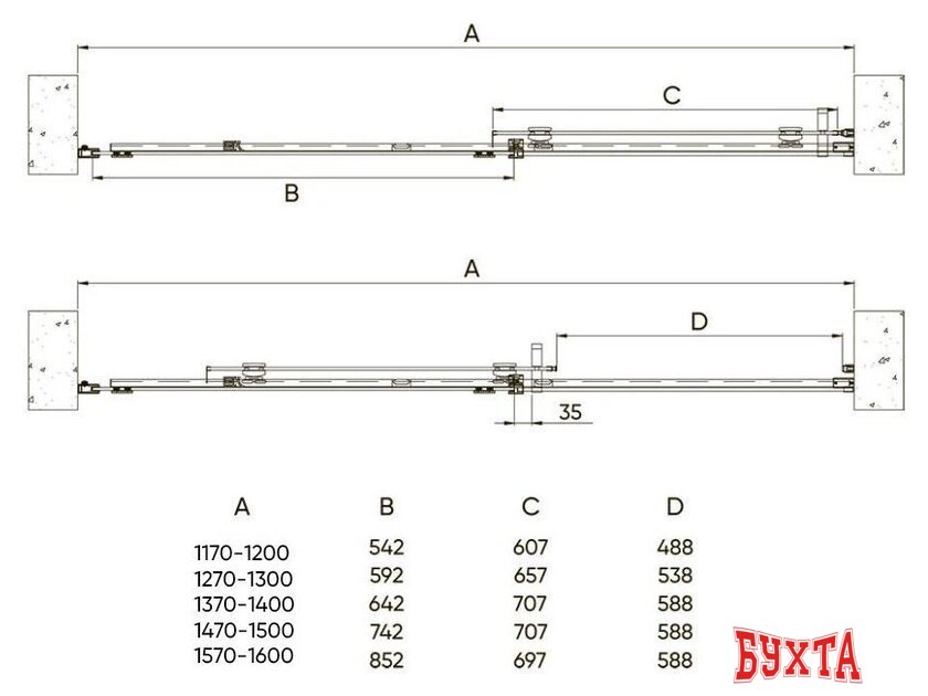 Душевая дверь Veconi VN-70 VN70-130-01-19C4