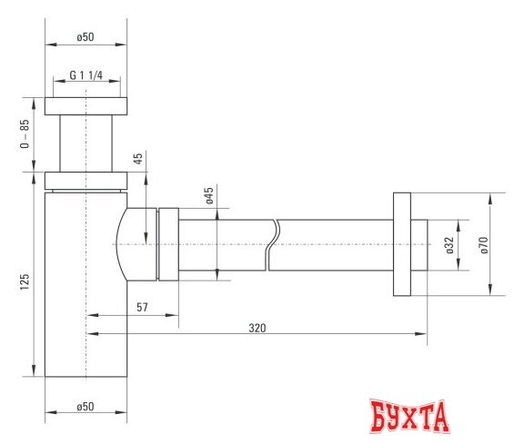 Сифон Deante NHC B31K (черный)